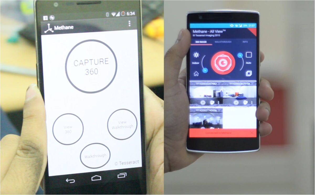 On the left side is our very first mobile design. Just a bit of circles. Over the course of two months our interface design evolved to what you see on the right.