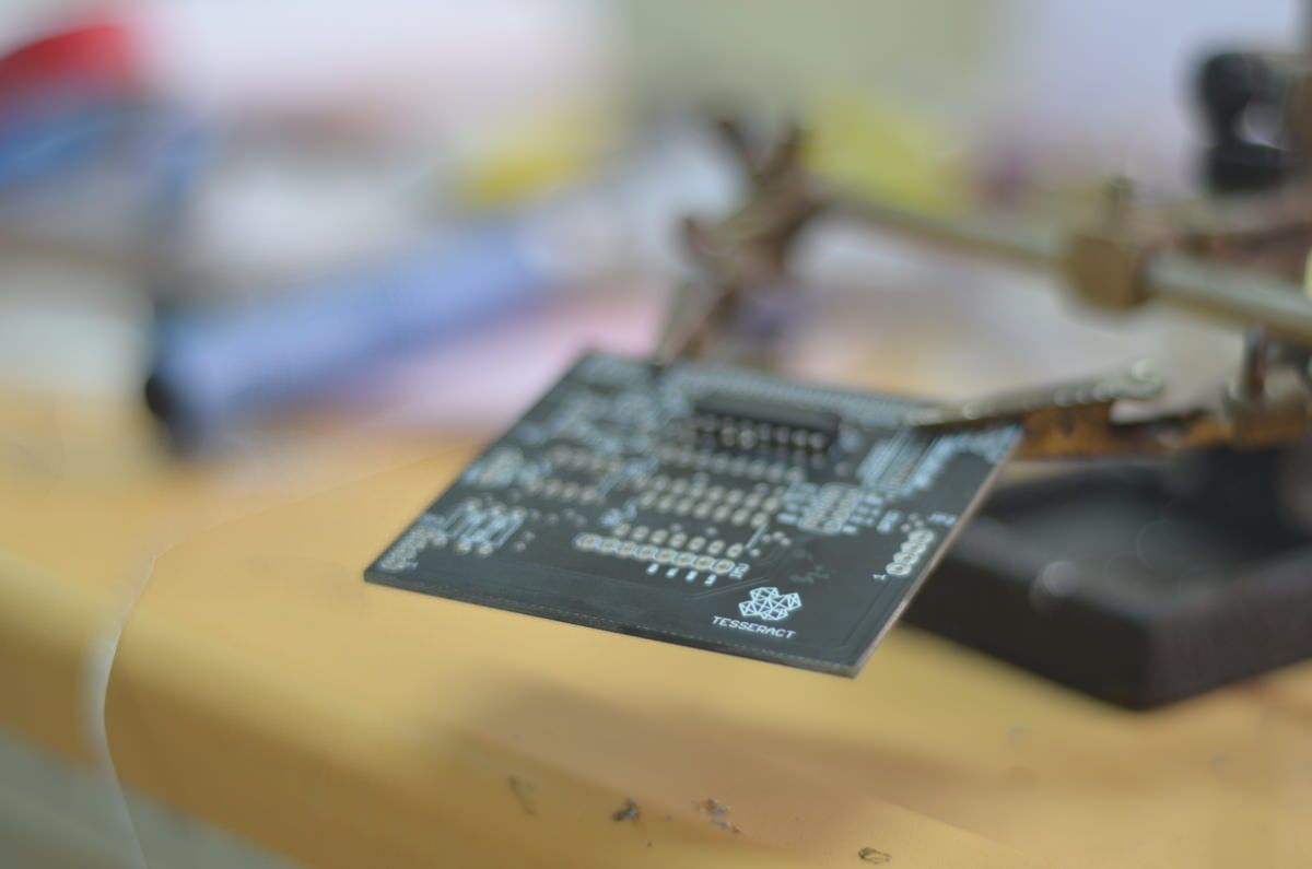 Our freshly fabricated board ready to solder.